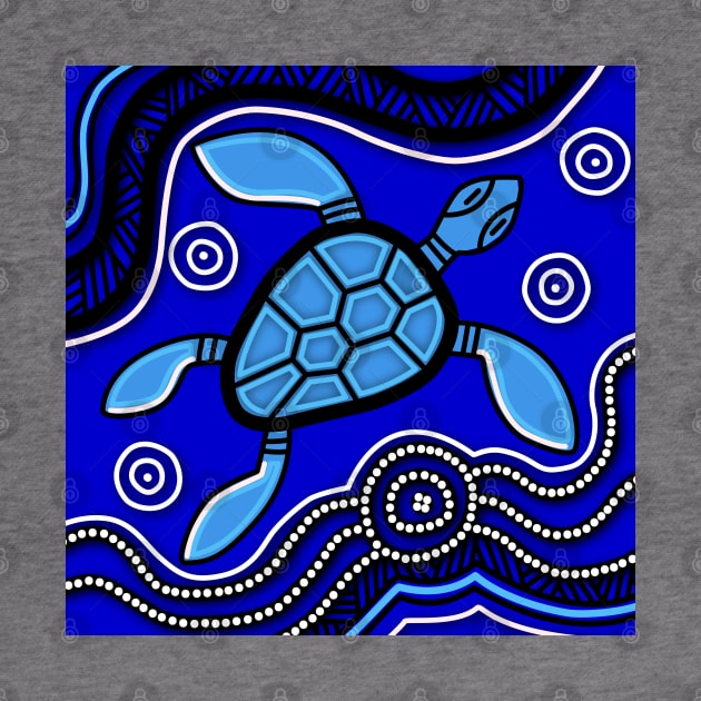 Aboriginal Art - Turtle Blue 2 by hogartharts
